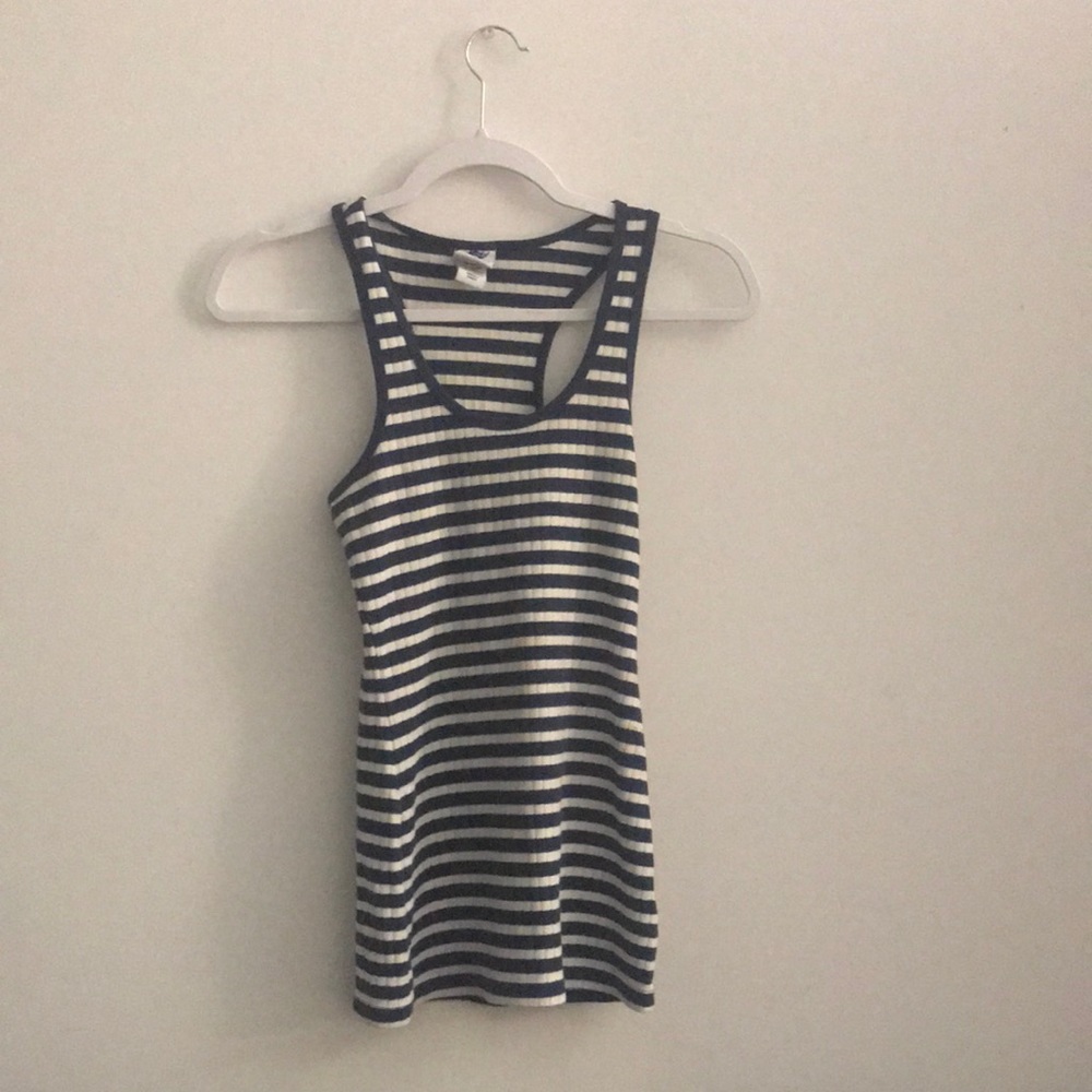 Navy and white striped tank top